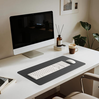 Leather Desk Pad Mat, 17" x 12", Black
