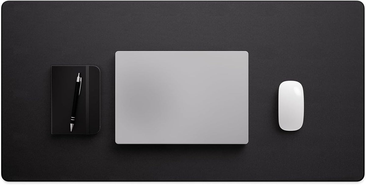Leather Desk Pad Mat, 17" x 12", Black