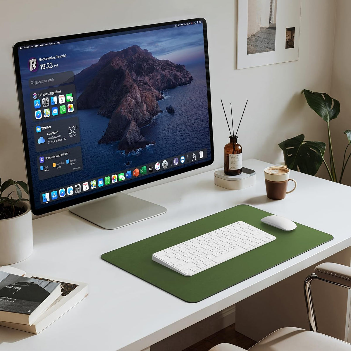 Leather Desk Pad Mat, 17" x 12", Black