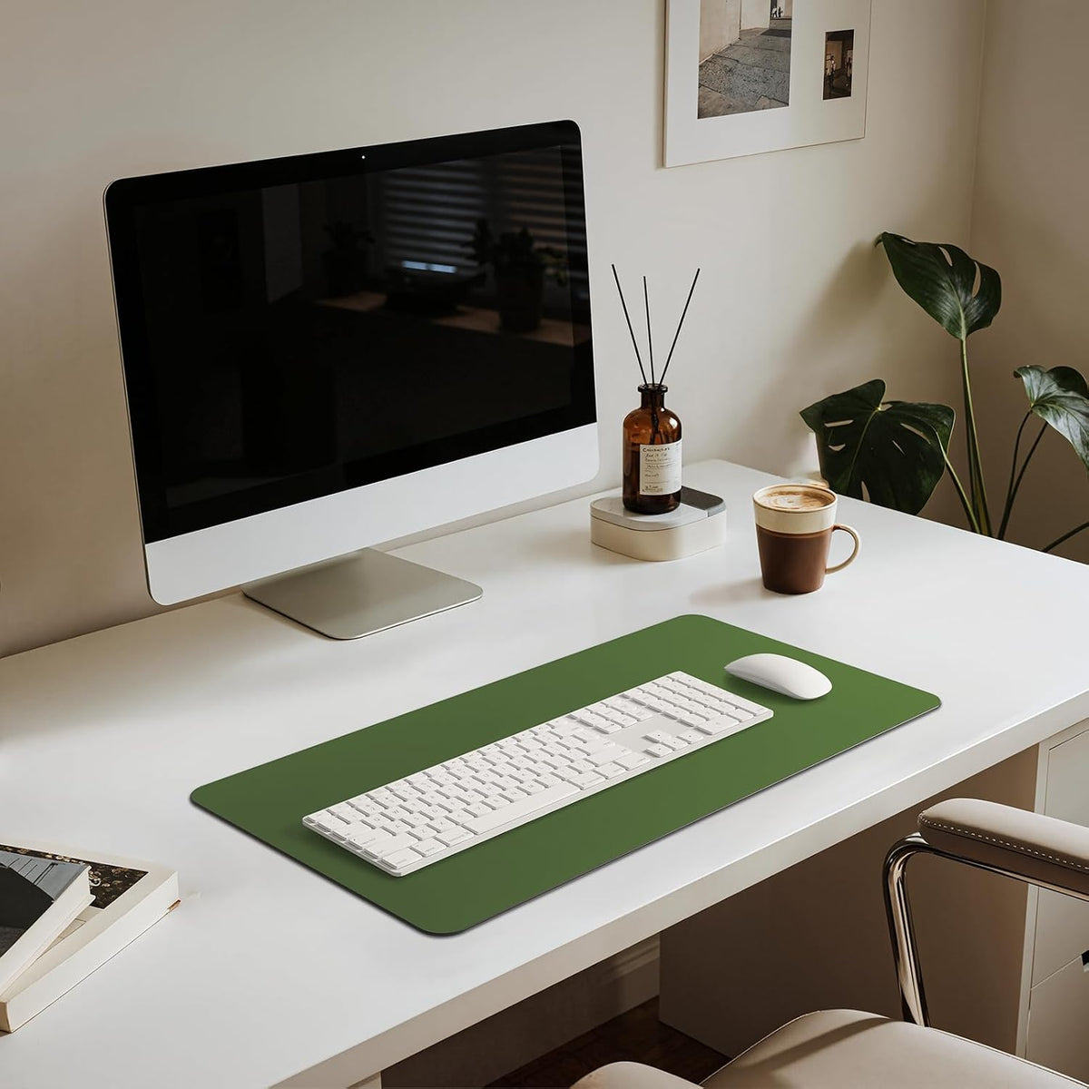 Leather Desk Pad Mat, 17" x 12", Black