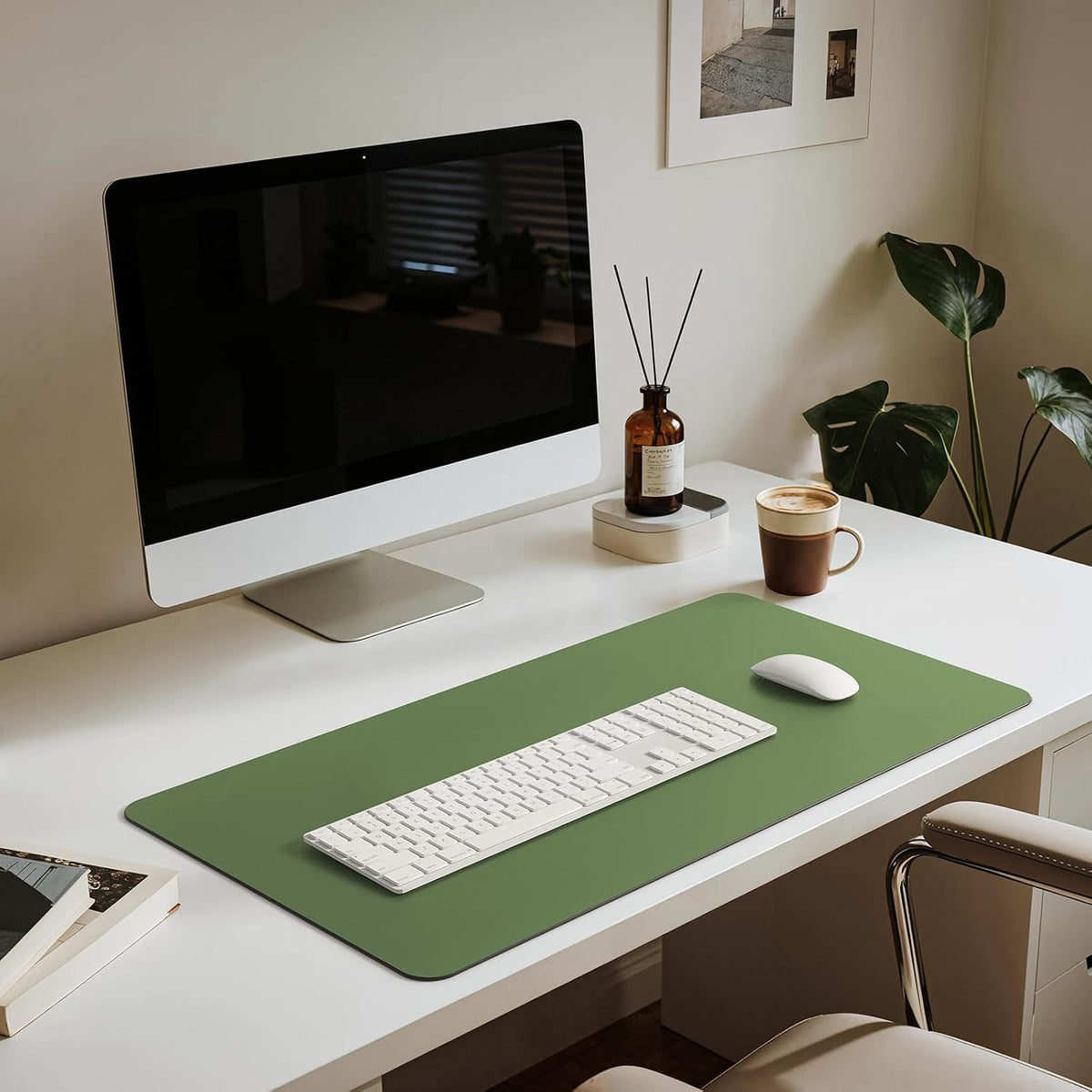 Leather Desk Pad Mat, 17" x 12", Black
