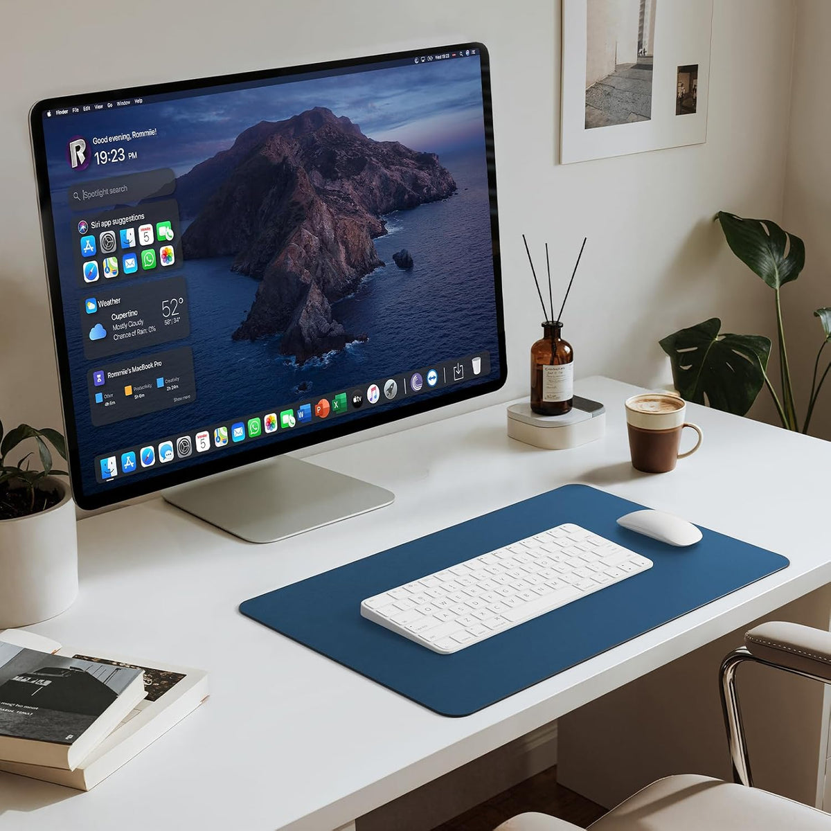 Leather Desk Pad Mat, 17" x 12", Black