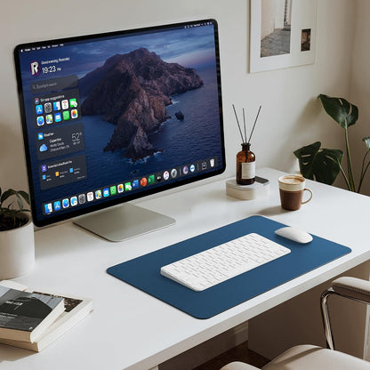 Leather Desk Pad Mat, 17" x 12", Black