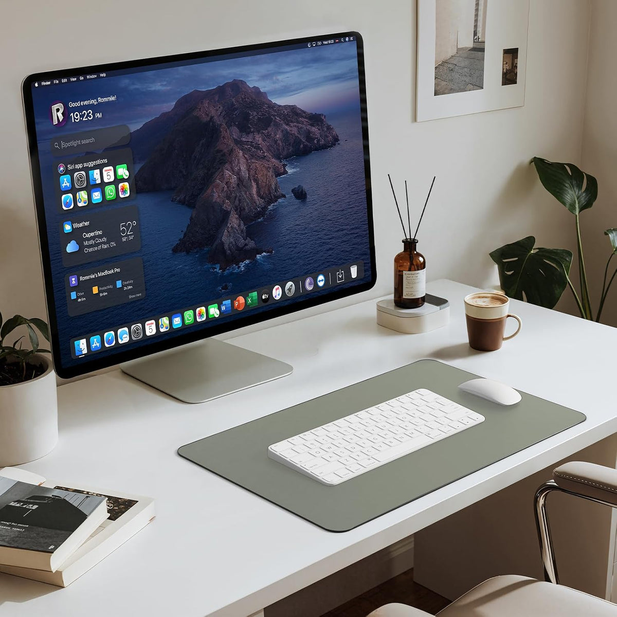 Leather Desk Pad Mat, 17" x 12", Black