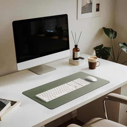 Leather Desk Pad Mat, 17" x 12", Black