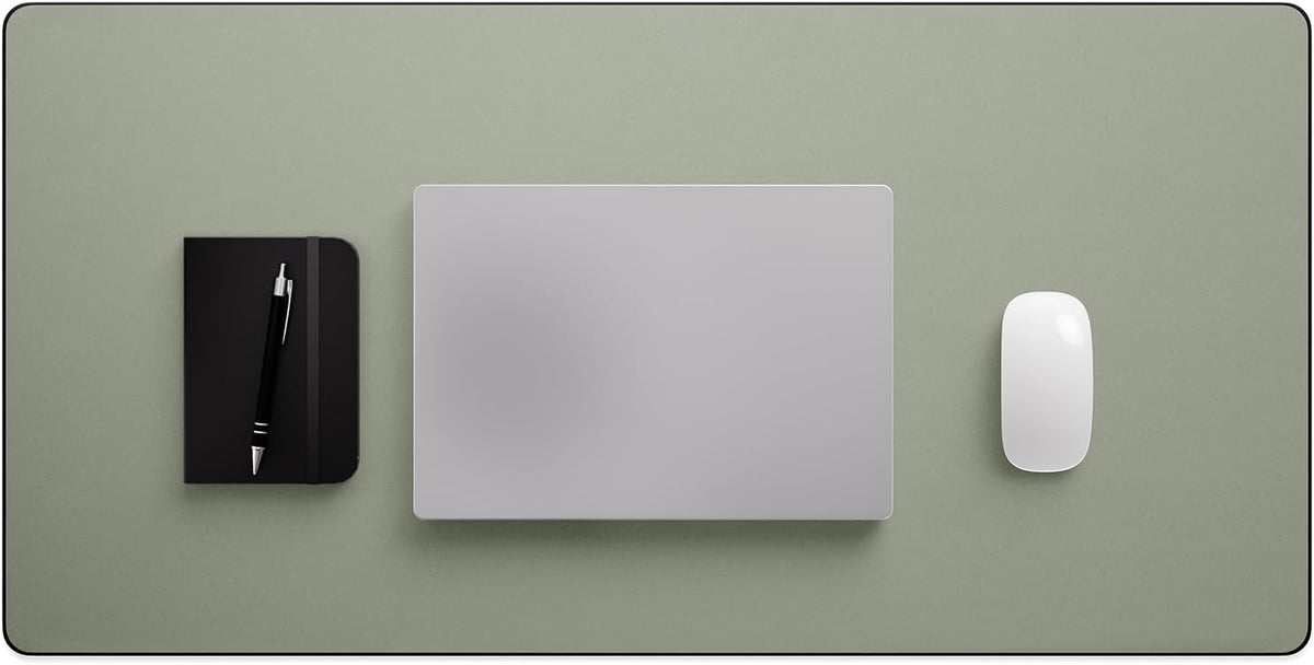Leather Desk Pad Mat, 17" x 12", Black