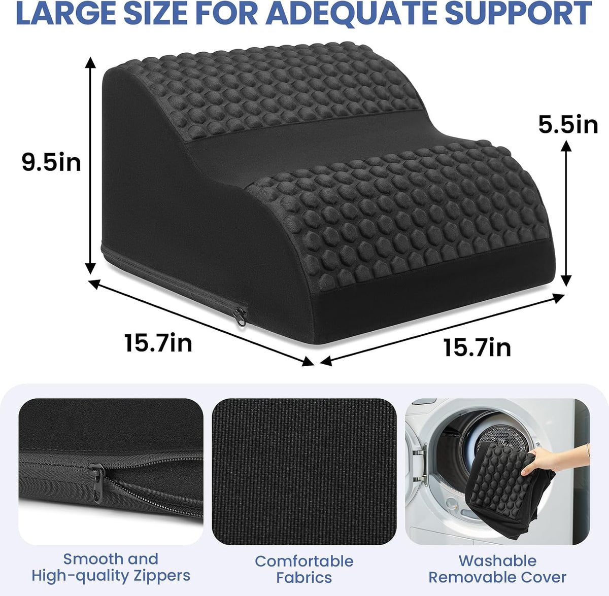 Foot Rest for Under Desk with Massage Dots, 3-Tier Foot Stool, Black