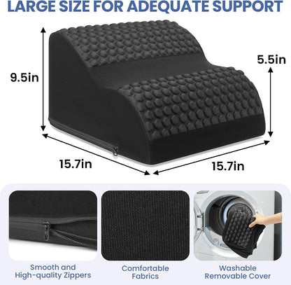 Foot Rest for Under Desk with Massage Dots, 3-Tier Foot Stool, Black