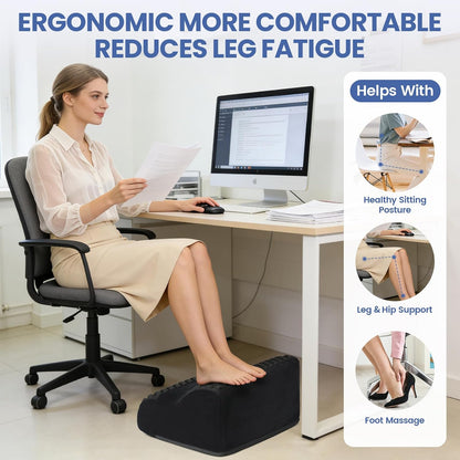 Foot Rest for Under Desk with Massage Dots, 3-Tier Foot Stool, Black