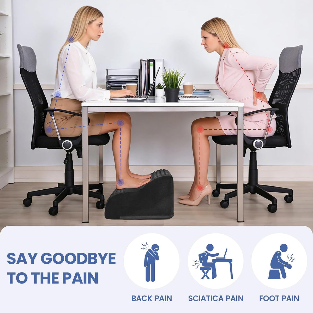 Foot Rest for Under Desk with Massage Dots, 3-Tier Foot Stool, Black