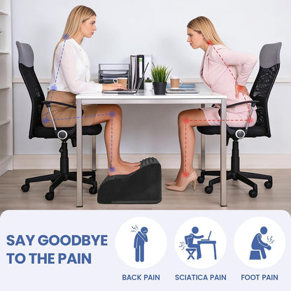 Foot Rest for Under Desk with Massage Dots, 3-Tier Foot Stool, Black