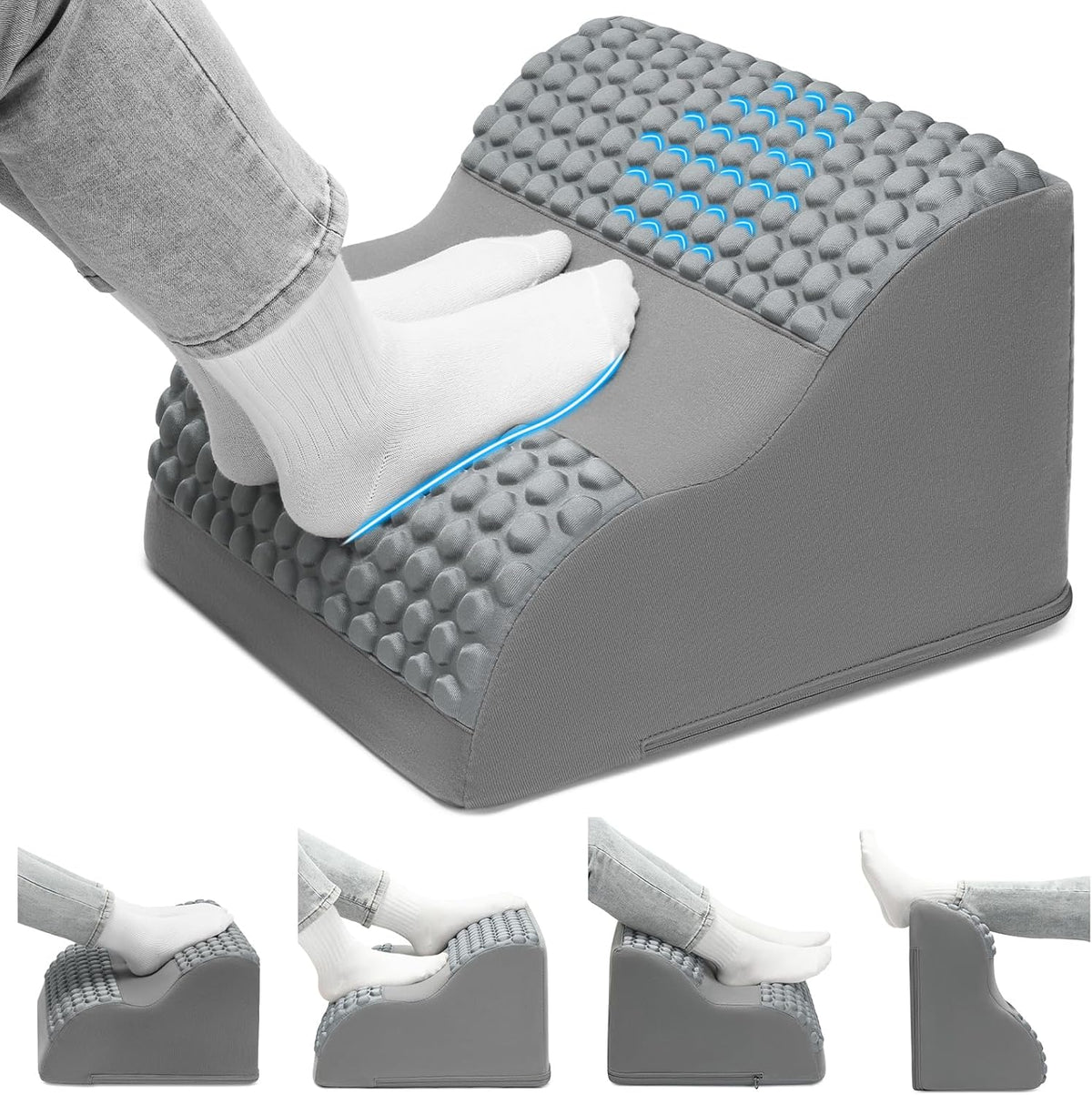 Foot Rest for Under Desk with Massage Dots, 3-Tier Foot Stool, Black