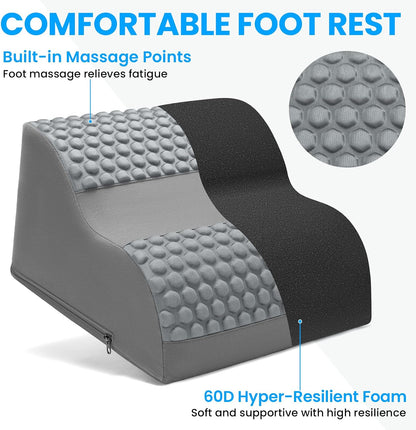 Foot Rest for Under Desk with Massage Dots, 3-Tier Foot Stool, Black