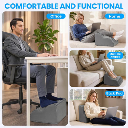 Foot Rest for Under Desk with Massage Dots, 3-Tier Foot Stool, Black