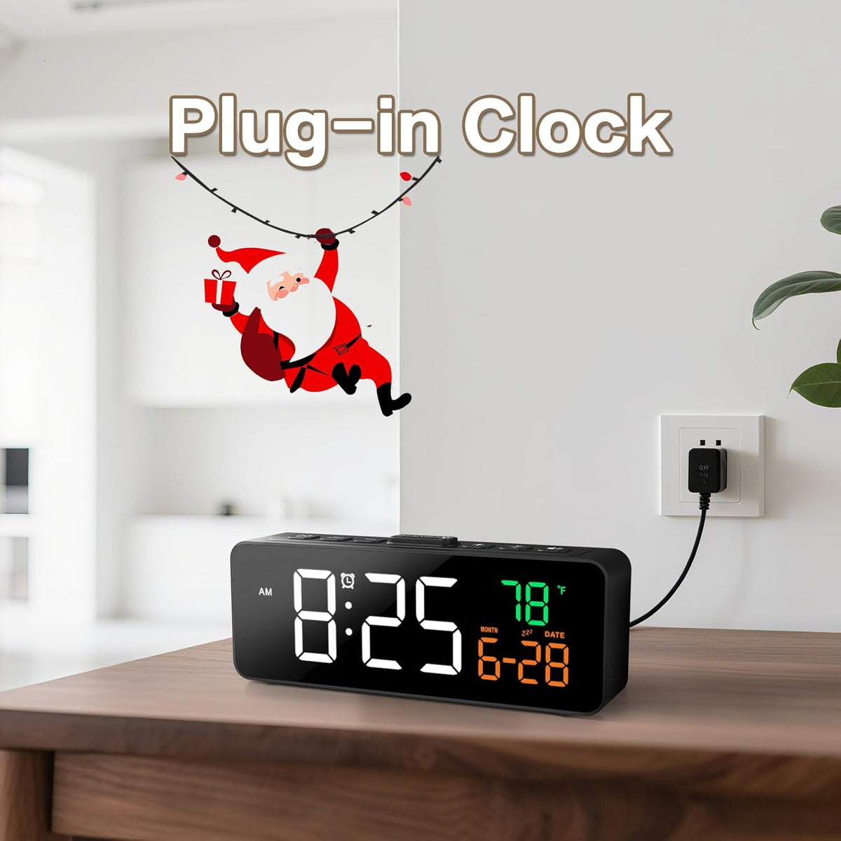 3-in-1 Digital Clocks for Living Room, Small & Compact Alarm Clock