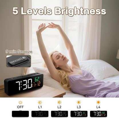 3-in-1 Digital Clocks for Living Room, Small & Compact Alarm Clock