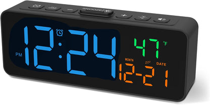 3-in-1 Digital Clocks for Living Room, Small & Compact Alarm Clock