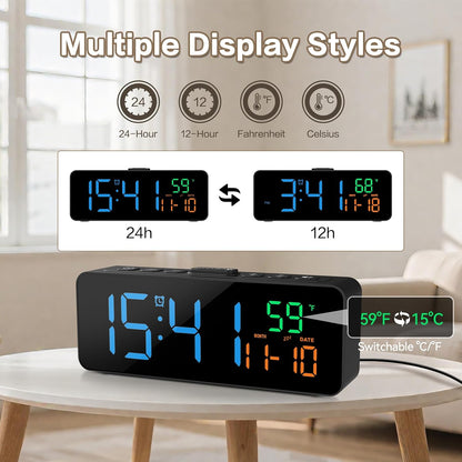 3-in-1 Digital Clocks for Living Room, Small & Compact Alarm Clock