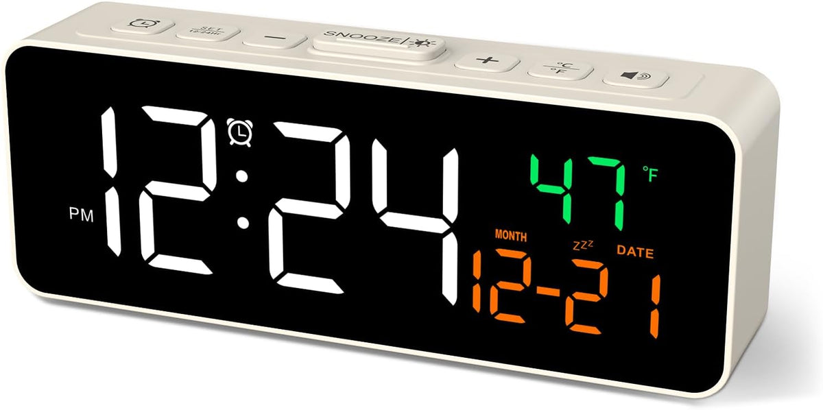 3-in-1 Digital Clocks for Living Room, Small & Compact Alarm Clock