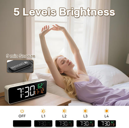 3-in-1 Digital Clocks for Living Room, Small & Compact Alarm Clock