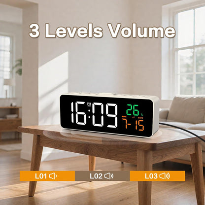 3-in-1 Digital Clocks for Living Room, Small & Compact Alarm Clock