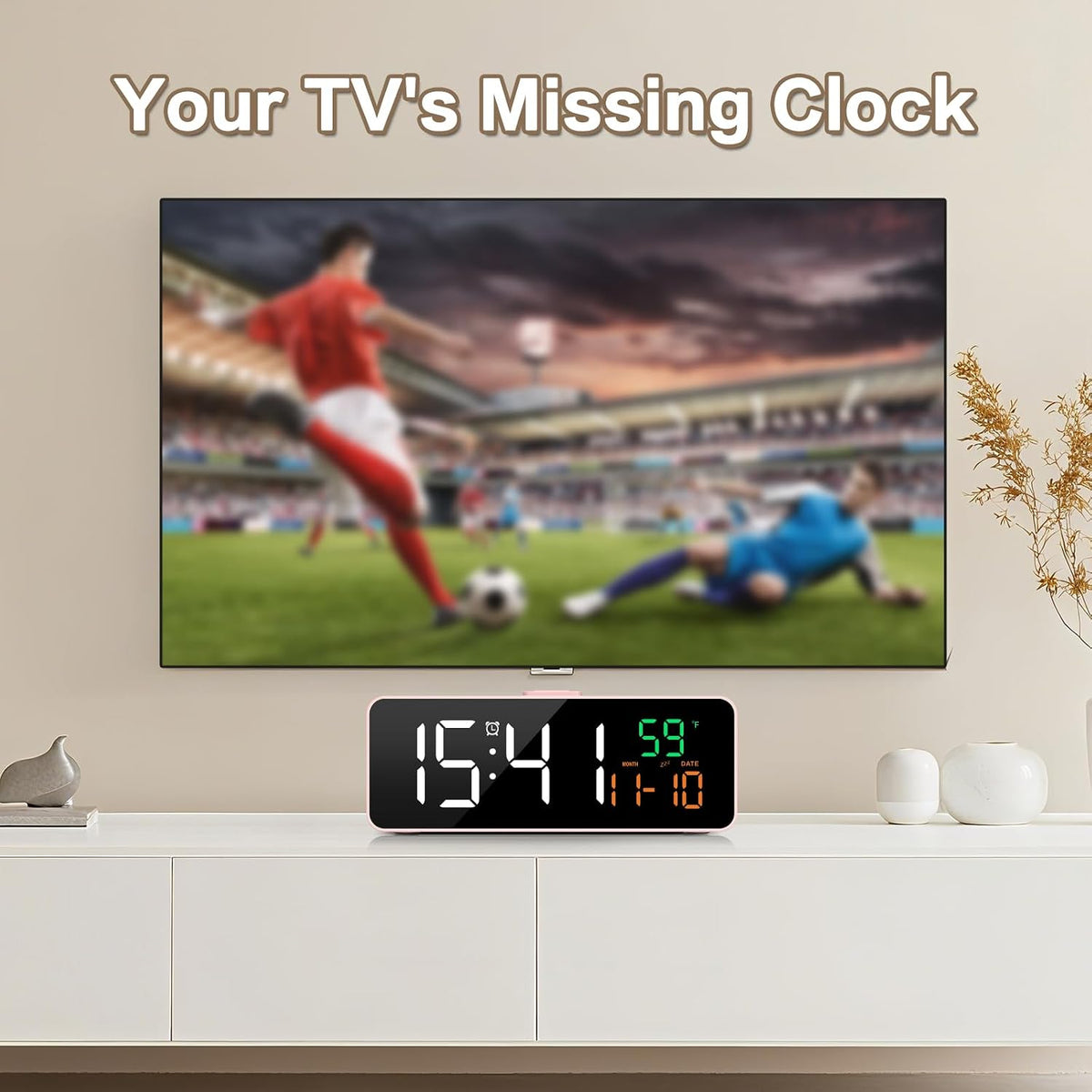 3-in-1 Digital Clocks for Living Room, Small & Compact Alarm Clock