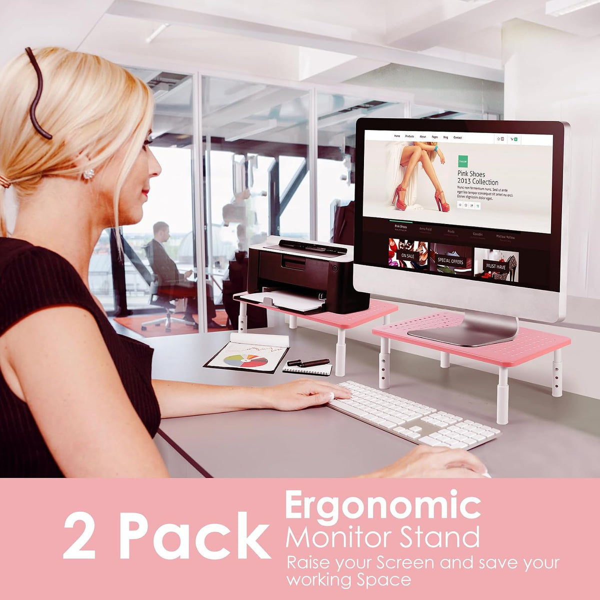 Monitor Riser Desktop Stand Flat Screen TV Monitor Stand Riser