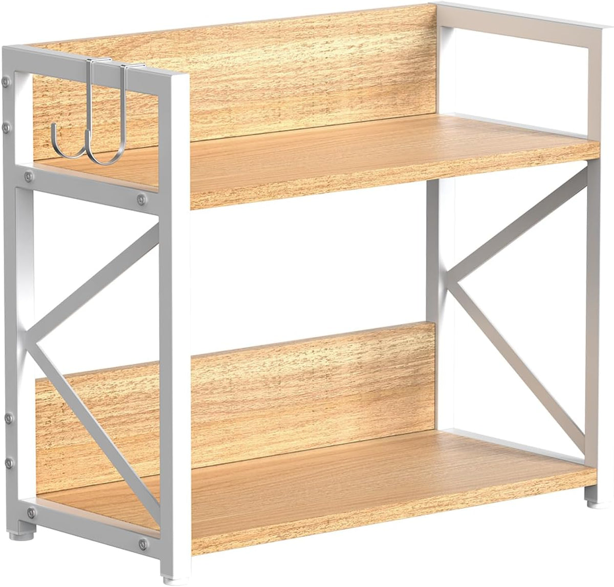 2 Tier Kitchen Counter Shelf Organizer, Coffee Bar Station Organizer for Countertop，Space Saving Spice Rack, Desk Shelf Riser, Coffee Bar Accessories(Rustic Brown, Medium)