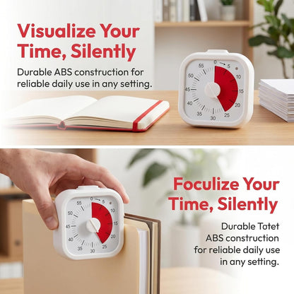 Kitchen Timer Visual Countdown Timer with Clip Silent Analog for Cooking Baking Homework Classroom Management Easy-to-Read Color Display for Home Office Study