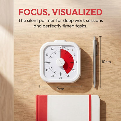 Kitchen Timer Visual Countdown Timer with Clip Silent Analog for Cooking Baking Homework Classroom Management Easy-to-Read Color Display for Home Office Study