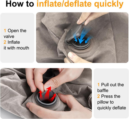 Inflatable Travel Foot Rest Pillow, Kids Airplane Bed, Adjustable Height Leg Pillow for Air Travel, Make a Flat Bed for Kids and Toddlers, Great for Airplane, Train, car（Grey, ）