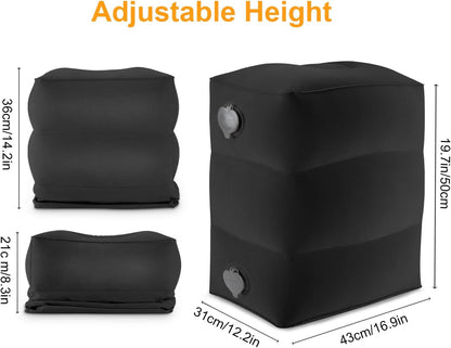 Inflatable Travel Foot Rest Pillow, Kids Airplane Bed, Adjustable Height Leg Pillow for Air Travel, Make a Flat Bed for Kids and Toddlers, Great for Airplane, Train, car（Grey, ）