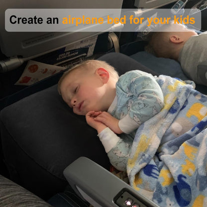 Inflatable Travel Foot Rest Pillow, Kids Airplane Bed, Adjustable Height Leg Pillow for Air Travel, Make a Flat Bed for Kids and Toddlers, Great for Airplane, Train, car（Grey, ）
