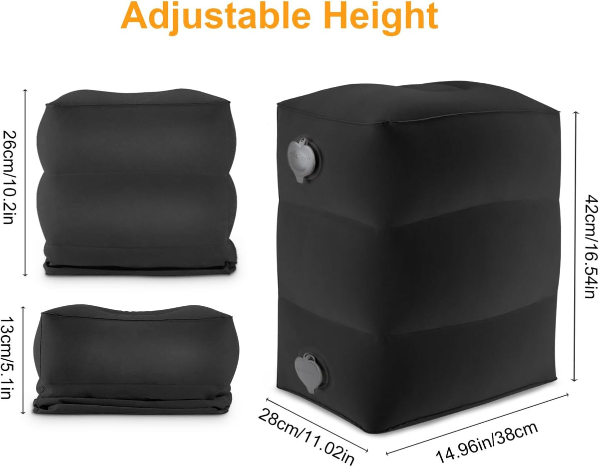 Inflatable Travel Foot Rest Pillow, Kids Airplane Bed, Adjustable Height Leg Pillow for Air Travel, Make a Flat Bed for Kids and Toddlers, Great for Airplane, Train, car（Grey, ）