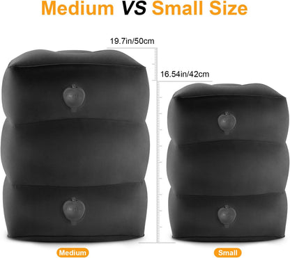 Inflatable Travel Foot Rest Pillow, Kids Airplane Bed, Adjustable Height Leg Pillow for Air Travel, Make a Flat Bed for Kids and Toddlers, Great for Airplane, Train, car（Grey, ）