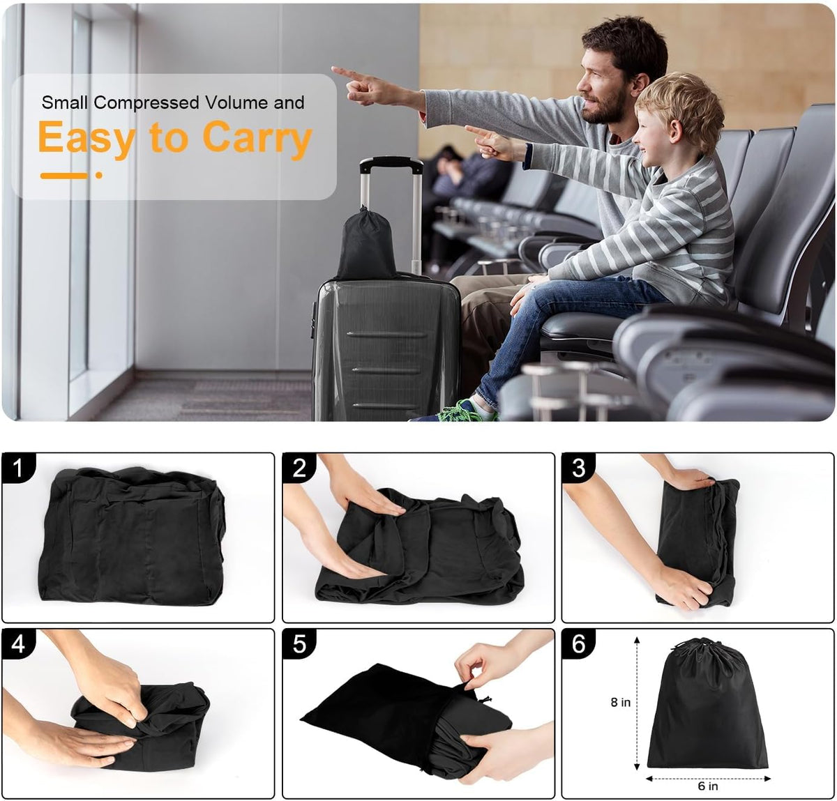 Inflatable Travel Foot Rest Pillow, Kids Airplane Bed, Adjustable Height Leg Pillow for Air Travel, Make a Flat Bed for Kids and Toddlers, Great for Airplane, Train, car（Grey, ）