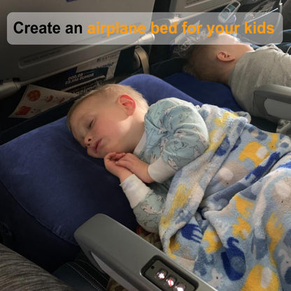 Inflatable Travel Foot Rest Pillow, Kids Airplane Bed, Adjustable Height Leg Pillow for Air Travel, Make a Flat Bed for Kids and Toddlers, Great for Airplane, Train, car（Grey, ）
