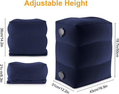 Inflatable Travel Foot Rest Pillow, Kids Airplane Bed, Adjustable Height Leg Pillow for Air Travel, Make a Flat Bed for Kids and Toddlers, Great for Airplane, Train, car（Grey, ）