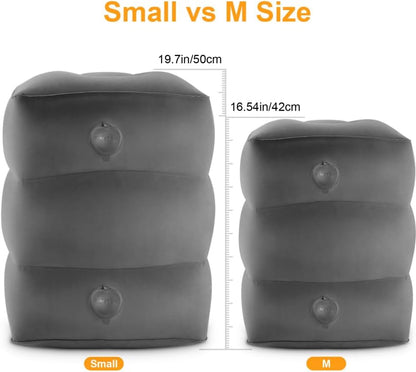 Inflatable Travel Foot Rest Pillow, Kids Airplane Bed, Adjustable Height Leg Pillow for Air Travel, Make a Flat Bed for Kids and Toddlers, Great for Airplane, Train, car（Grey, ）