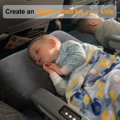 Inflatable Travel Foot Rest Pillow, Kids Airplane Bed, Adjustable Height Leg Pillow for Air Travel, Make a Flat Bed for Kids and Toddlers, Great for Airplane, Train, car（Grey, ）