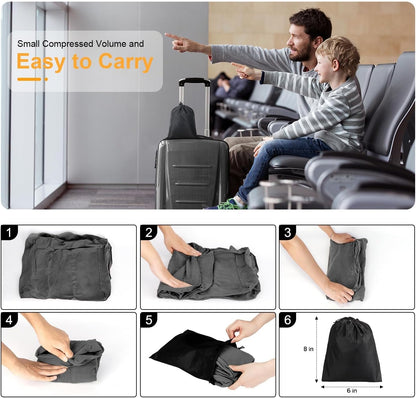 Inflatable Travel Foot Rest Pillow, Kids Airplane Bed, Adjustable Height Leg Pillow for Air Travel, Make a Flat Bed for Kids and Toddlers, Great for Airplane, Train, car（Grey, ）
