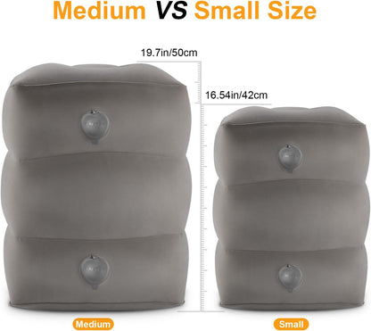 Inflatable Travel Foot Rest Pillow, Kids Airplane Bed, Adjustable Height Leg Pillow for Air Travel, Make a Flat Bed for Kids and Toddlers, Great for Airplane, Train, car（Grey, ）