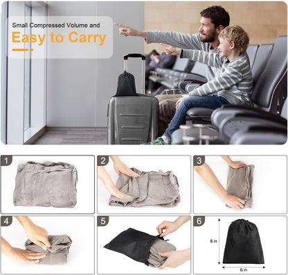 Inflatable Travel Foot Rest Pillow, Kids Airplane Bed, Adjustable Height Leg Pillow for Air Travel, Make a Flat Bed for Kids and Toddlers, Great for Airplane, Train, car（Grey, ）