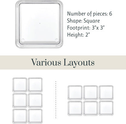 SimpleSort 6-Piece Stackable Clear Drawer Organizer Set | 12" x 3" x 2" Rectangle Trays | Narrow Makeup Vanity Storage Bins and Office Desk Drawer Dividers | Made in USA
