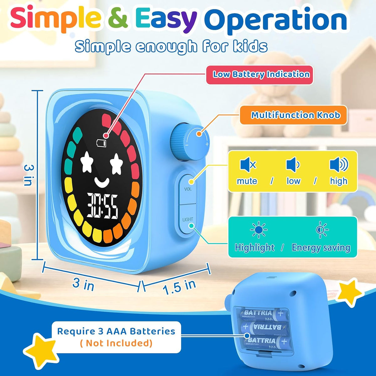 Visual Timer for Kids ADHD, 99-min Digital Countdown/Stopwatch Timer, White