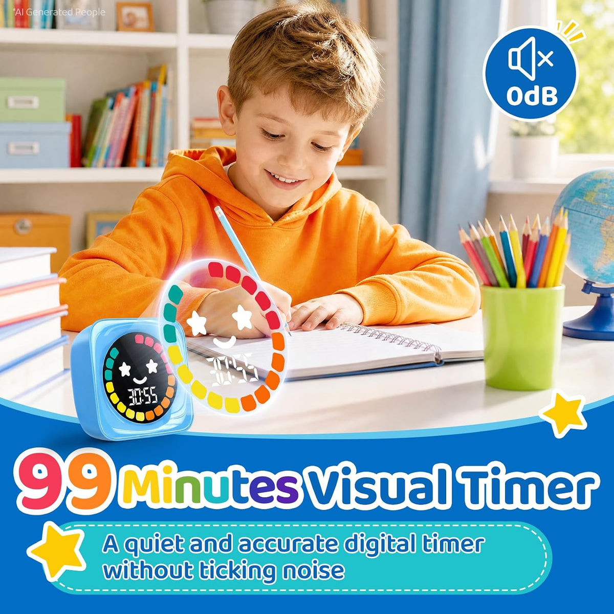Visual Timer for Kids ADHD, 99-min Digital Countdown/Stopwatch Timer, White