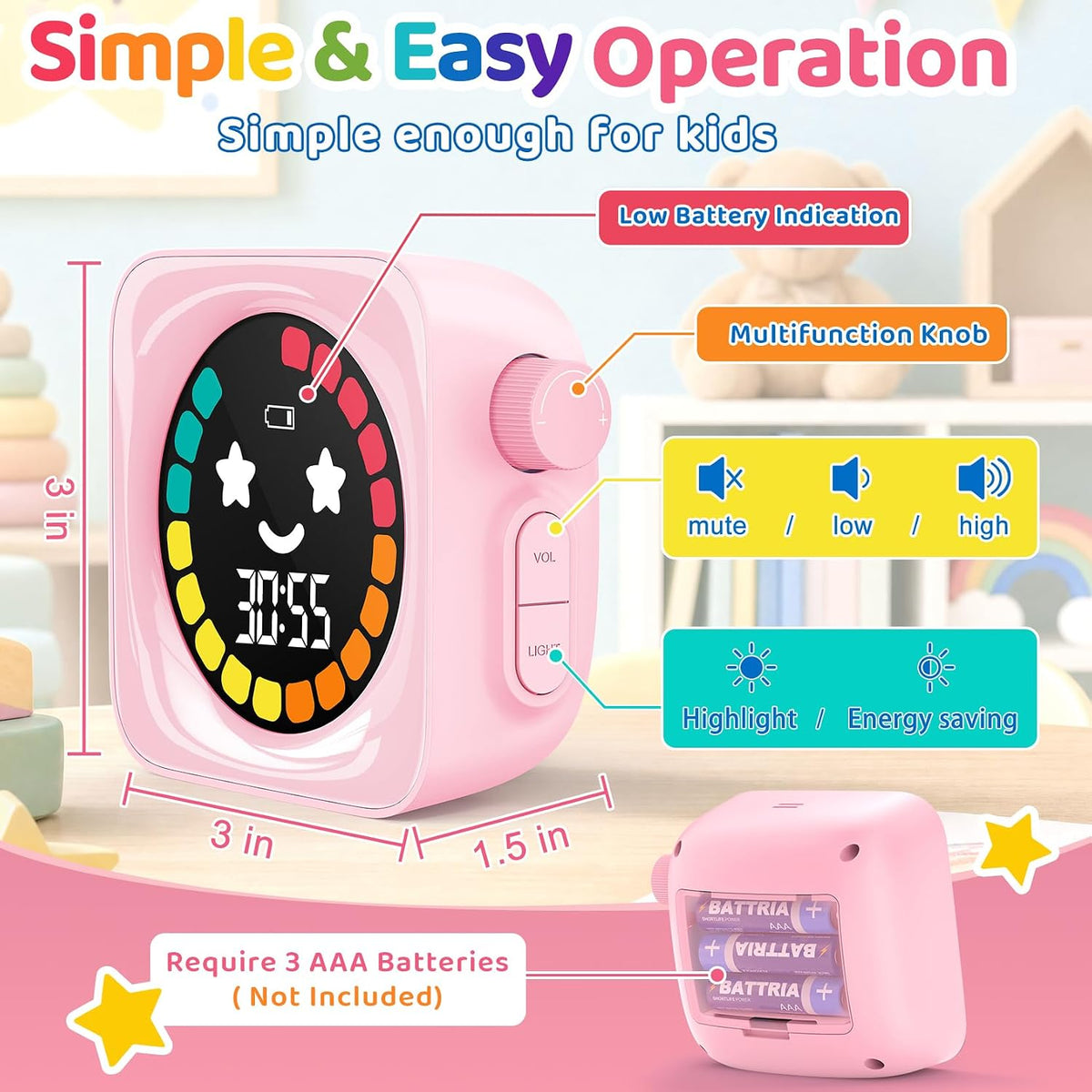 Visual Timer for Kids ADHD, 99-min Digital Countdown/Stopwatch Timer, White