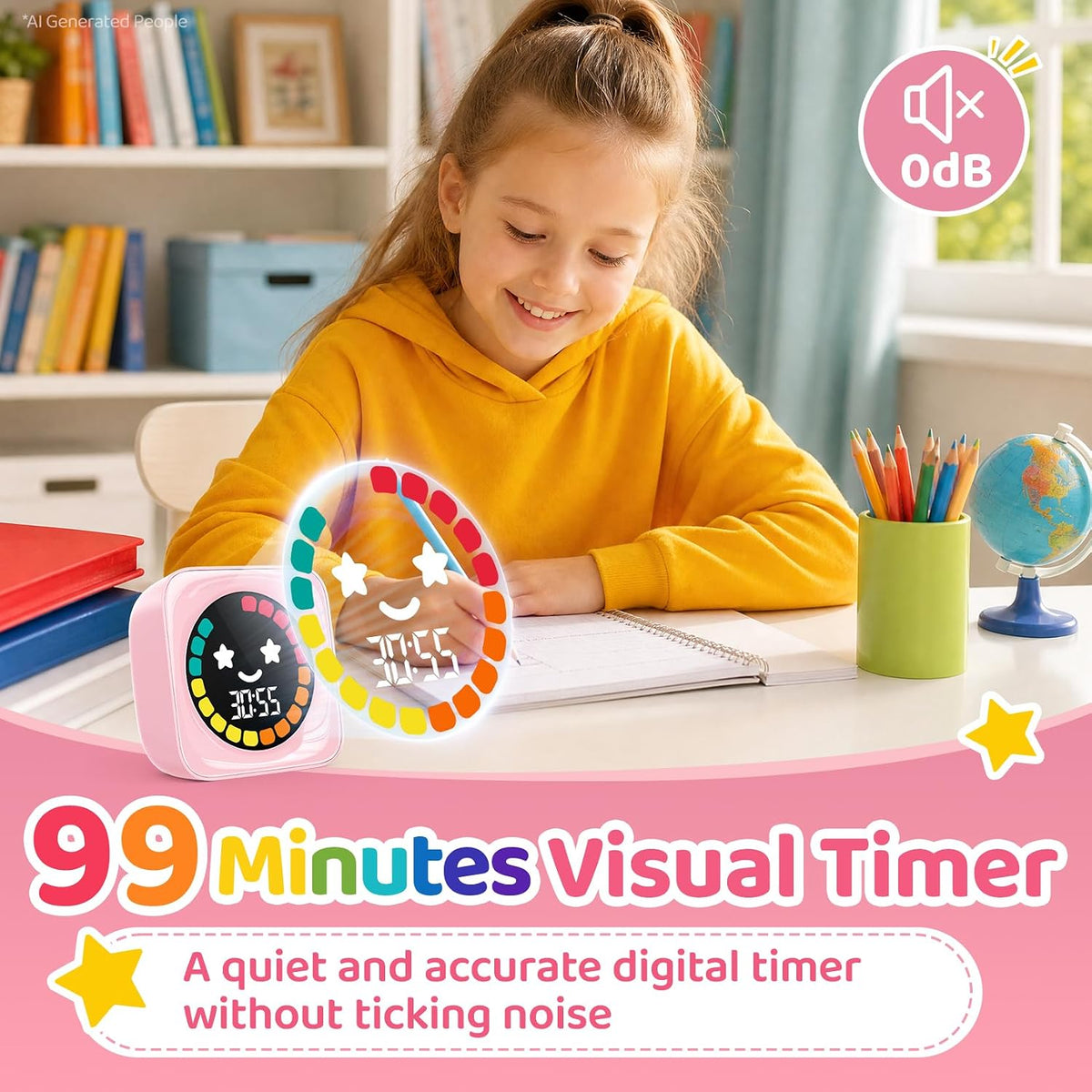 Visual Timer for Kids ADHD, 99-min Digital Countdown/Stopwatch Timer, White