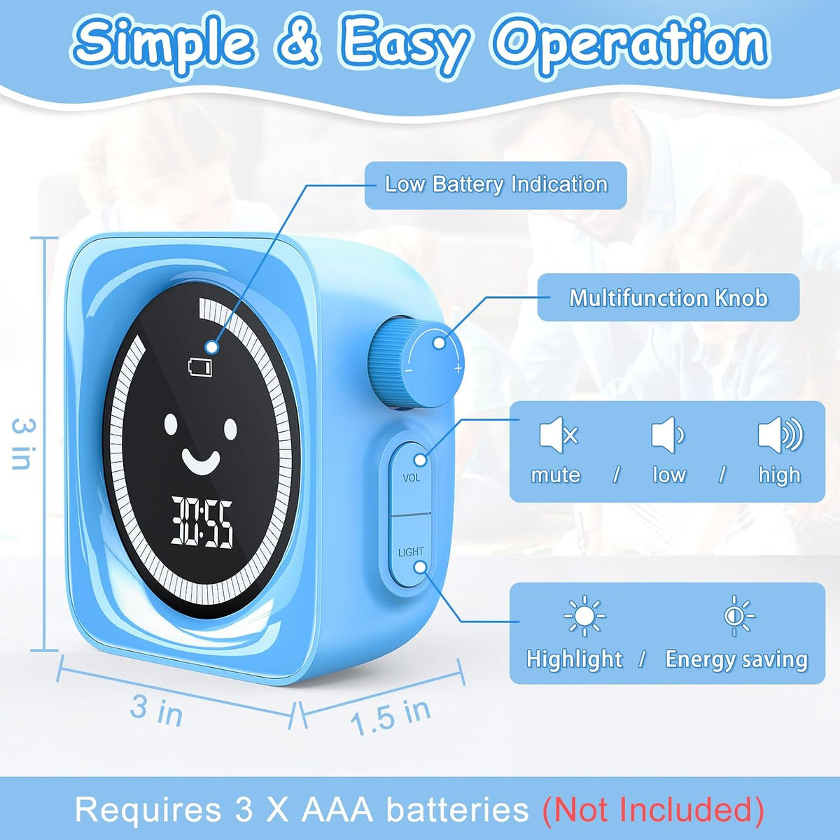 Visual Timer for Kids ADHD, 99-min Digital Countdown/Stopwatch Timer, White