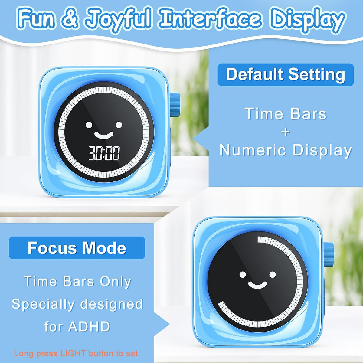 Visual Timer for Kids ADHD, 99-min Digital Countdown/Stopwatch Timer, White